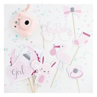 Pink Baby Shower Photo Booth Props 13 Pack