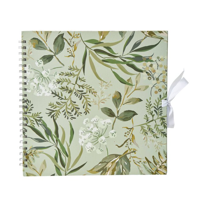 Spiral Bound Green Floral Scrapbook 12 x 12 Inches image number 1