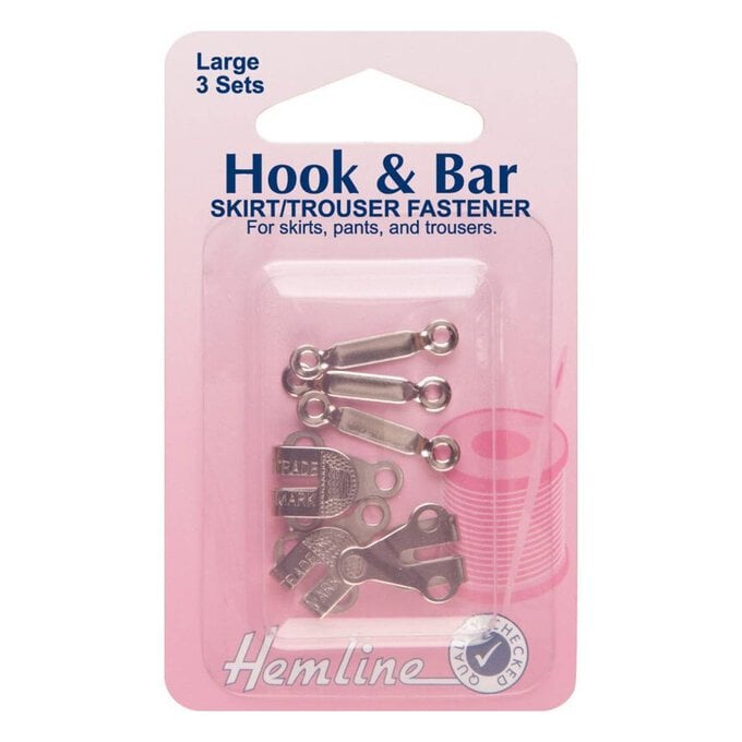Hemline Hook and Bar Trouser Fasteners 3 Pack image number 1