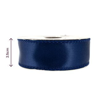 Navy Wire Edge Satin Ribbon 25mm x 3m image number 3