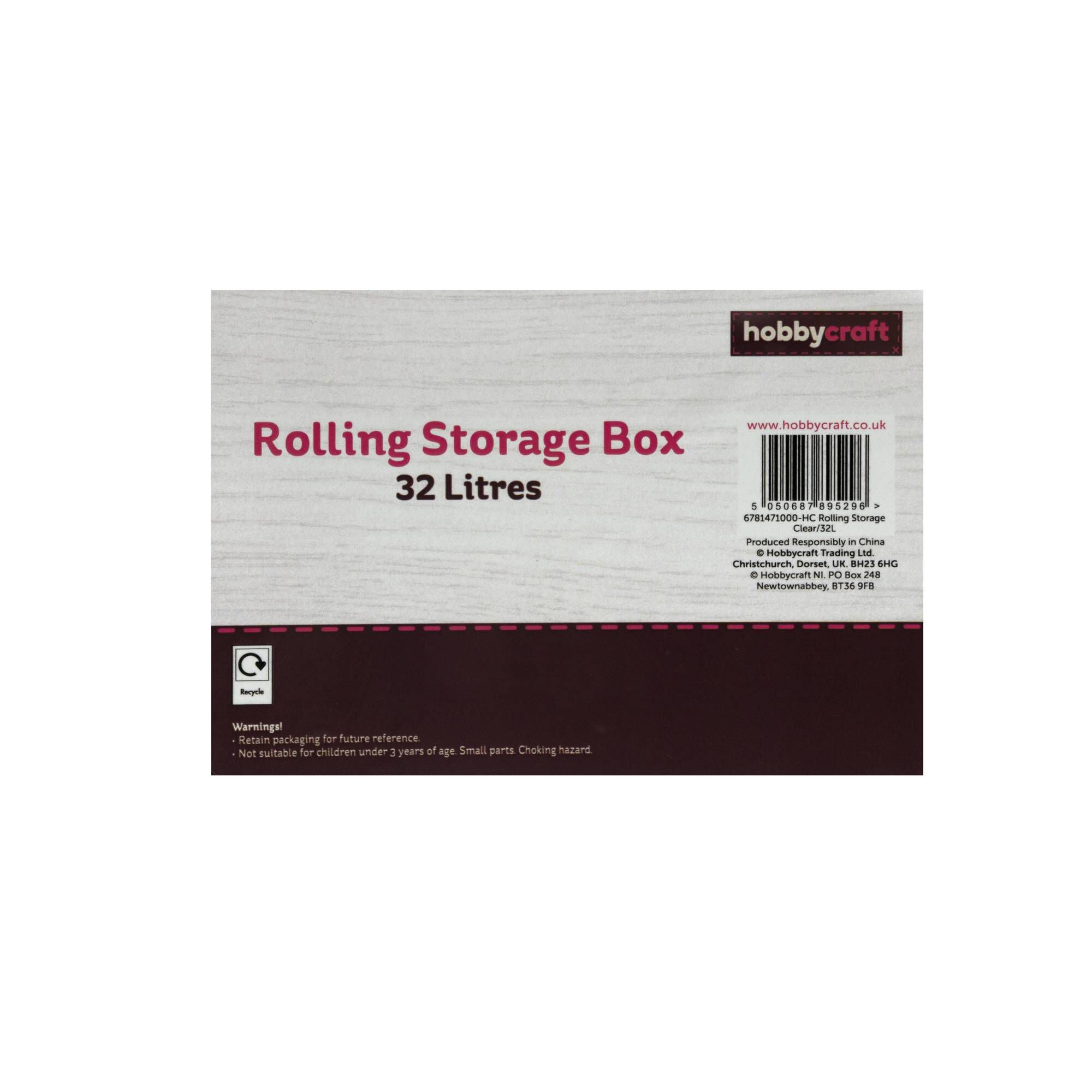 Clear Rolling Storage Box 32 Litres | Hobbycraft