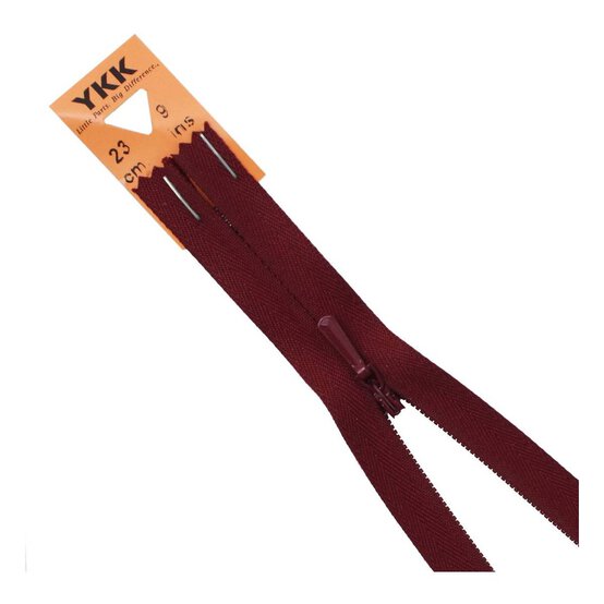 YKK Dark Wine Concealed Zip 23cm image number 1