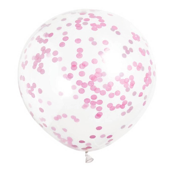 Hot Pink Confetti Balloons 6 Pack image number 1