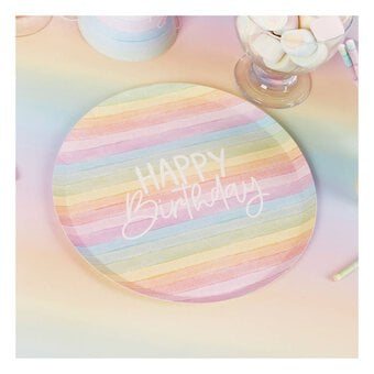 Eco Birthday Rainbow Paper Plates 8 Pack image number 2
