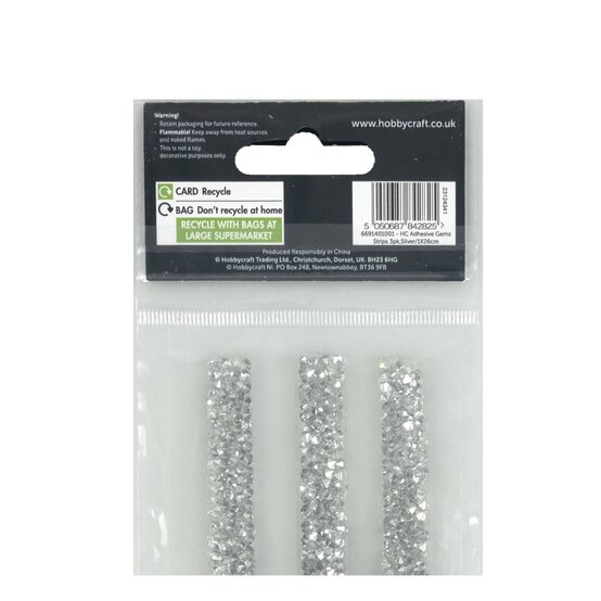 Silver Adhesive Gem Strips 3 Pack image number 5