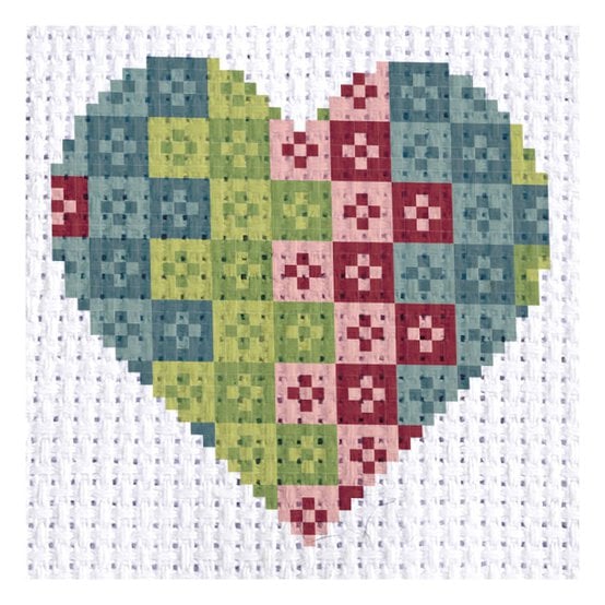 Mini Quilted Heart Cross Stitch Kit image number 1