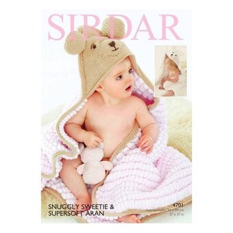 Sirdar Snuggly Sweetie and Supersoft Aran Hooded Blanket Digital Pattern 4701