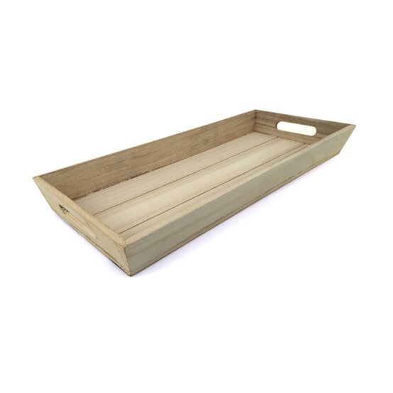 White Wash Wooden Tray 48cm x 20cm x 5cm image number 1