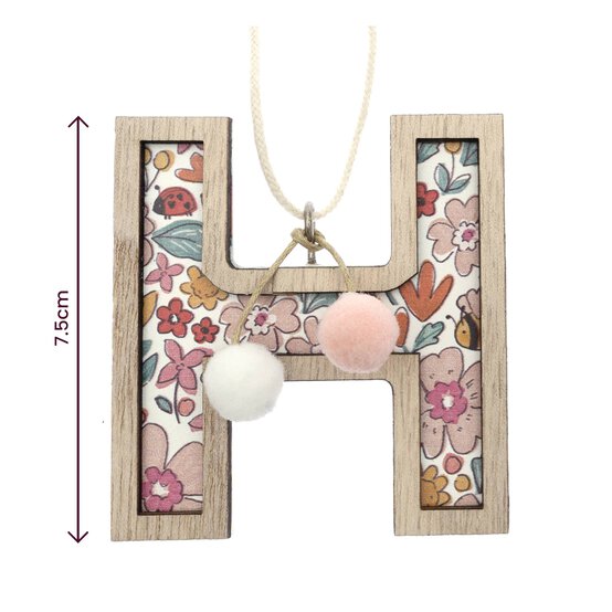 Hanging Wooden Letter H 7.5cm image number 3