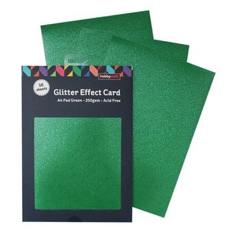 Green Glitter Effect Card A4 16 Sheets