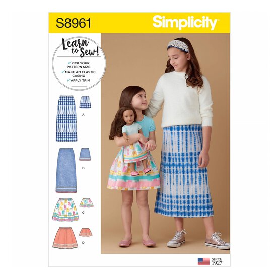 Simplicity Children&rsquo;s and Dolls' Skirts Sewing Pattern S8961 (3-6) image number 1
