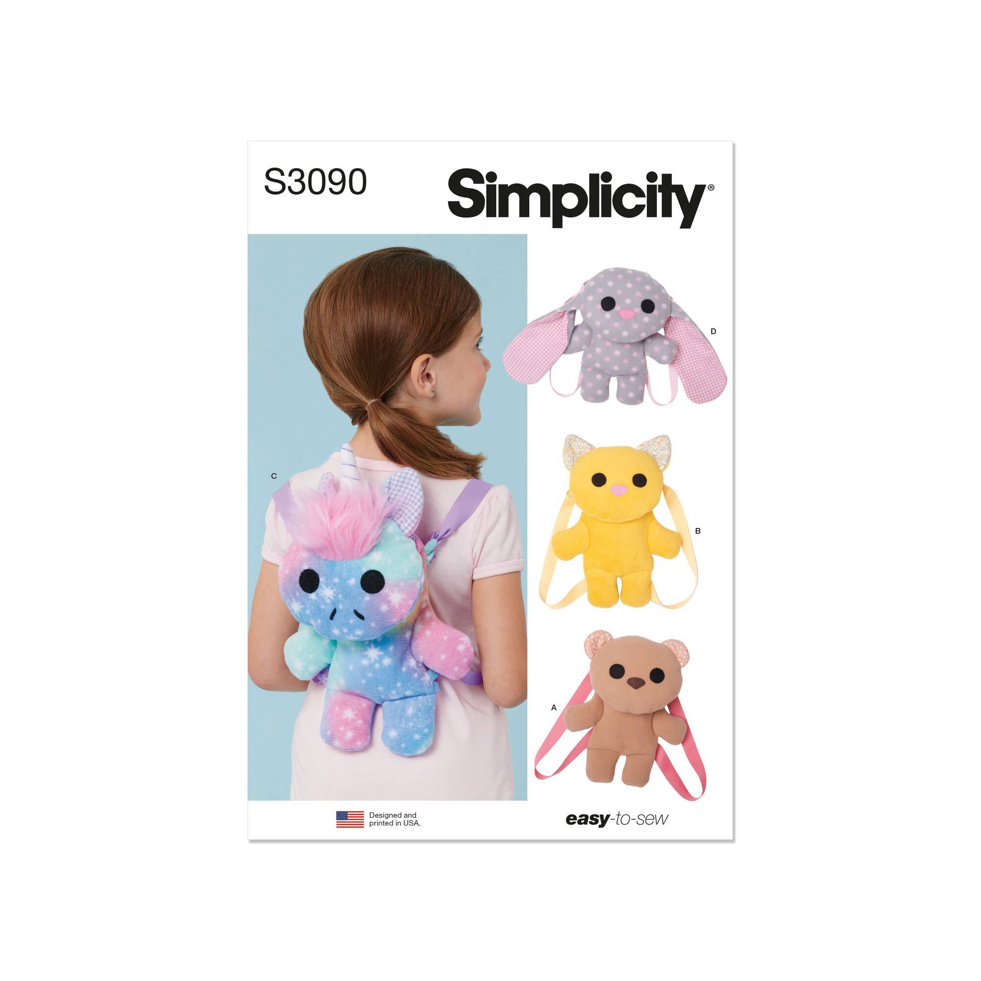 Simplicity Animal Backpack Sewing Pattern S3090 | Hobbycraft