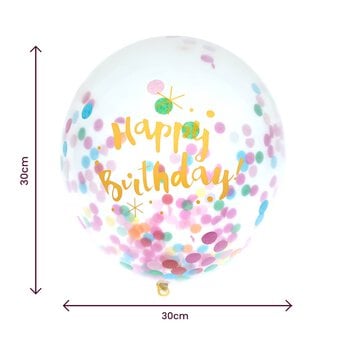 Bright Happy Birthday Confetti Balloons 6 Pack
