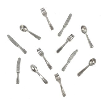 Doll&rsquo;s House Silver Plated Cutlery 12 Pieces