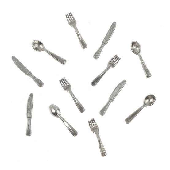 Doll&rsquo;s House Silver Plated Cutlery 12 Pieces image number 1