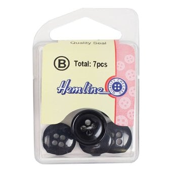 Hemline Royal Blue Basic Holes Button 7 Pack