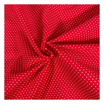 Red Pin Spot Cotton Poplin Fabric by the Metre