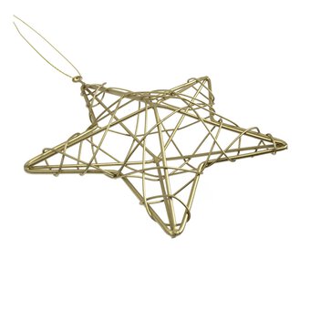 Hanging Gold Wire Star Decoration 12.5cm