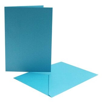 Pearlescent Blue Cards and Envelopes A6 4 Pack