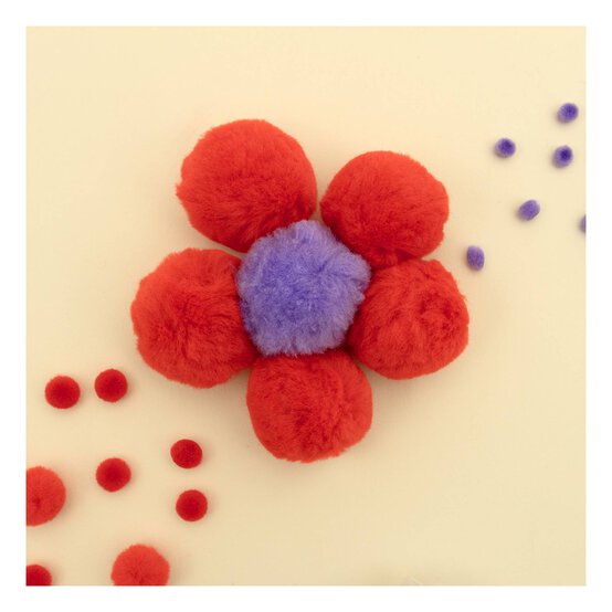 Bright Red Pom Poms 60 Pack image number 2