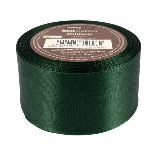 Forest Green Satin Ribbon 38mm x 10m image number 1
