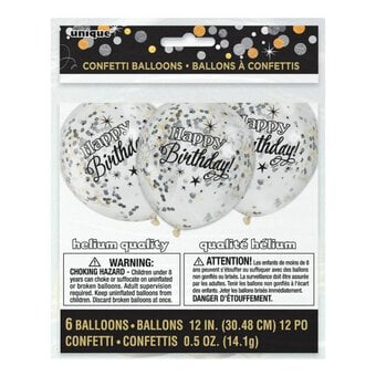 Silver and Cream Birthday Confetti Balloons 6 Pack image number 2