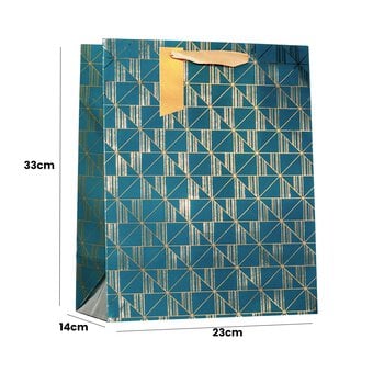 Blue and Gold Align Gift Bag 33cm x 23cm x 14cm 