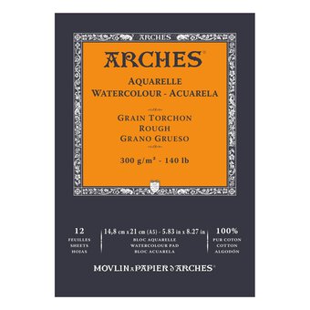 Arches Rough 300g Watercolour Paper A5 12 Sheets