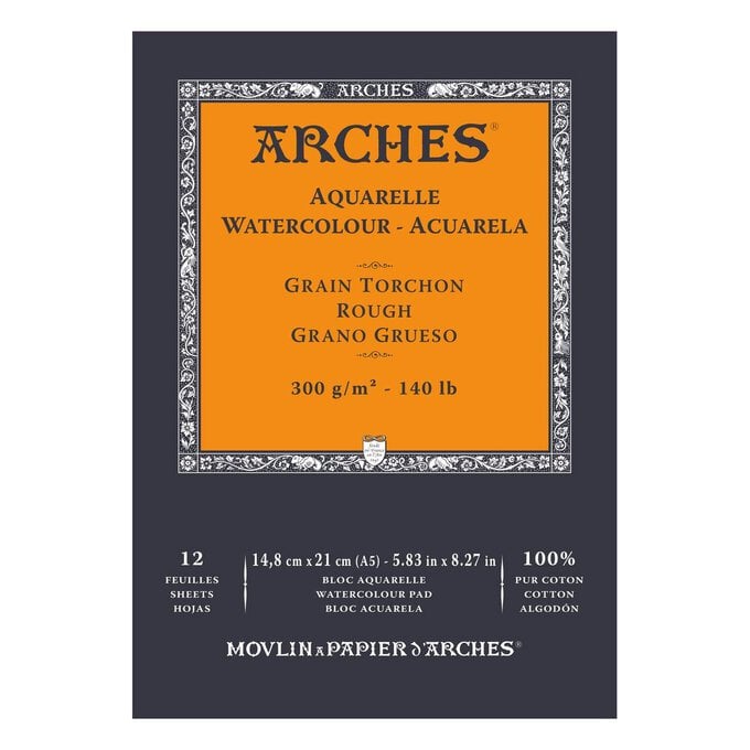 Arches Rough 300g Watercolour Paper A5 12 Sheets image number 1