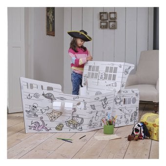 Colour-In Cardboard Pirate Ship image number 6