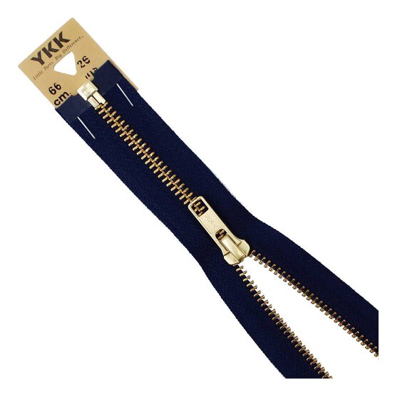 YKK Medium Weight Brass Elements Zip 66cm Navy Blue image number 1