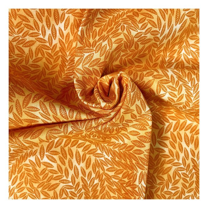Orange Cotton Textured Leaf Blender Fabric by the Metre image number 1