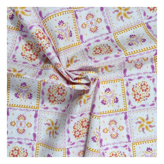Island Haven Tropical Tiles Cotton Fabric by the Metre image number 1