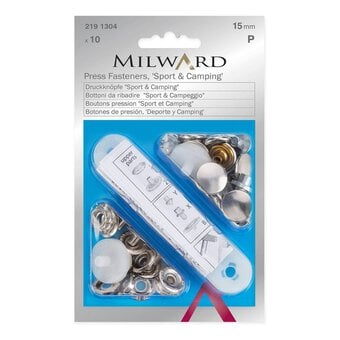 Milward Silver Sport and Camping Press Fasteners 15mm 10 Pack image number 2