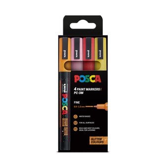 Uni-ball Posca Warm Glitter PC-3M Marker Pens 4 Pack