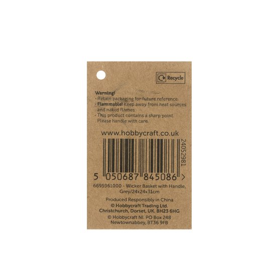 Grey Wicker Basket with Handles 31cm image number 5