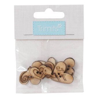 Trimits Wooden Love Buttons 6 Pieces image number 2