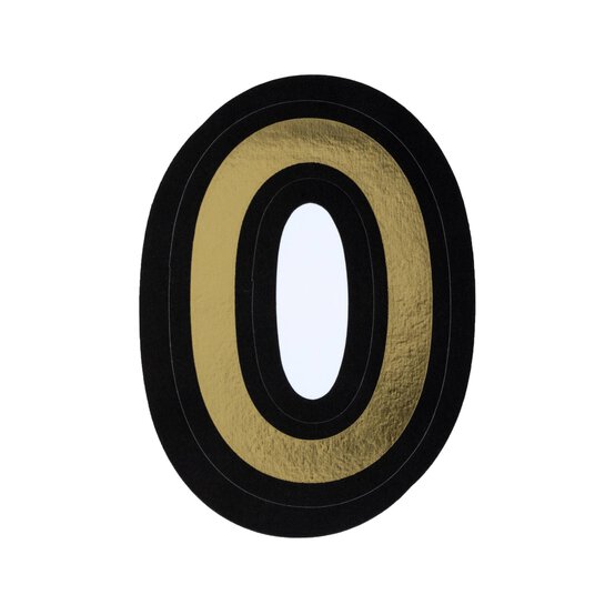 Black and Gold Vinyl Number 0 Sticker 5cm image number 1