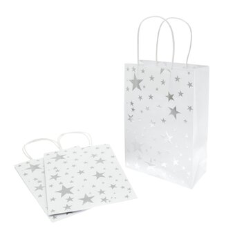 Silver Foil Star Paper Gift Bags 3 Pack