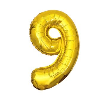 Extra Large Gold Foil Number 9 Balloon