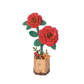 Rowood Red Camellia Wooden Flower Kit
