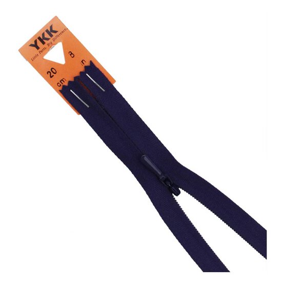 YKK Dark Purple Concealed Zip 20cm image number 1