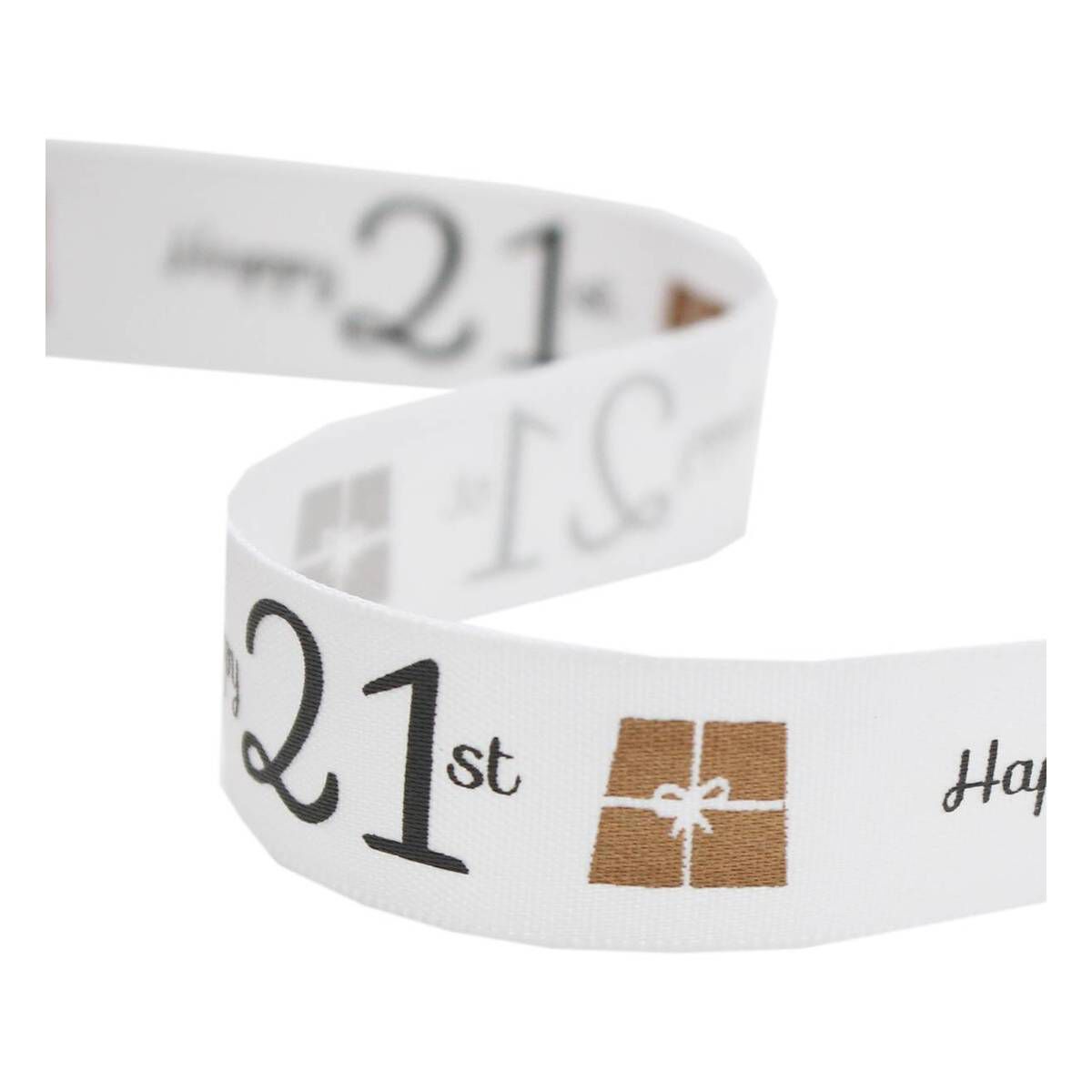 Happy 21st Satin Ribbon 16mm x 4m | Hobbycraft