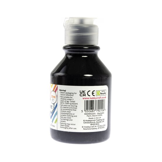 Black Washable Paint 150ml image number 3