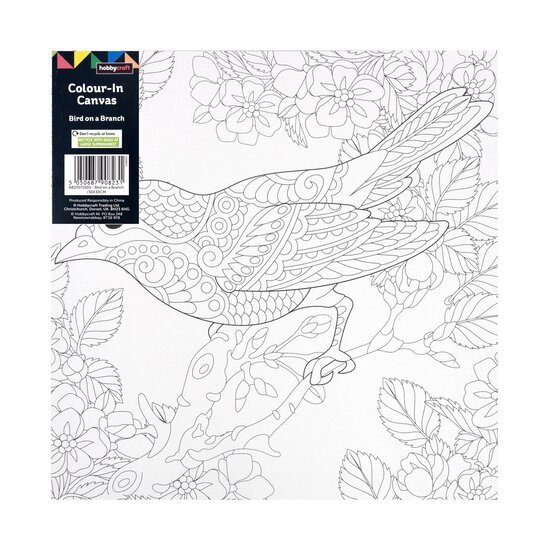 Bird on a Branch Colour-in Canvas image number 4