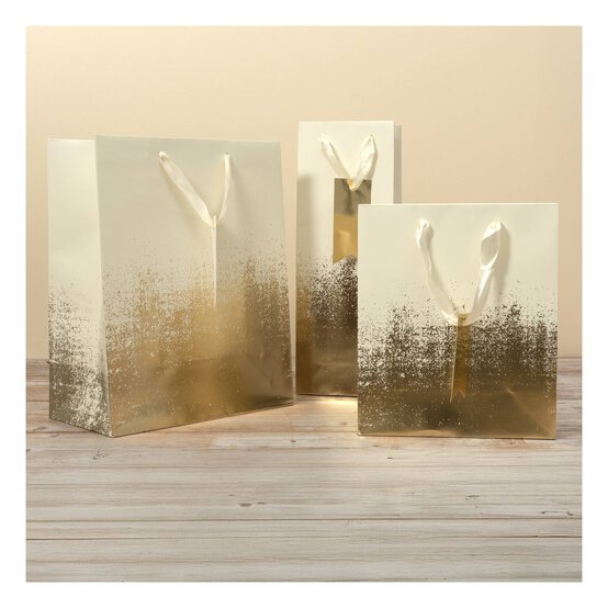Gold and Cream Distressed Bottle Gift Bag 13cm x 35.5cm image number 2