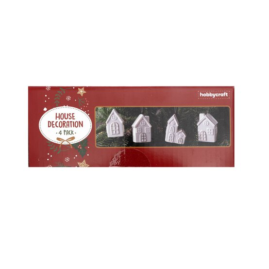 Glazed Hanging Ceramic House Decorations 4 Pack  image number 3