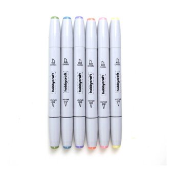 Pastel Dual Tip Graphic Markers 6 Pack