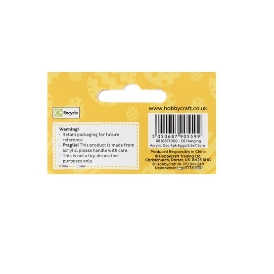 Hanging Acrylic Egg Decoration 4 Pack image number 5