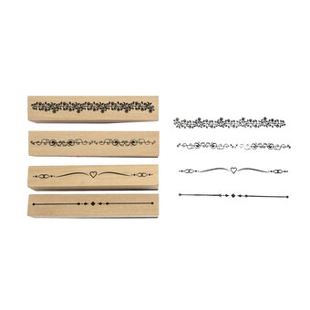 Border Wooden Stamps 4 Pack